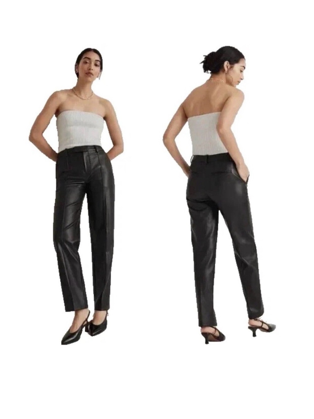 Madewell x Aimee Song Slim Tapered Pants in Faux Leather NO562 size 6